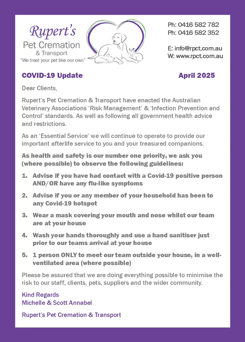 Rupert's Pet Cremation client booklet page 2