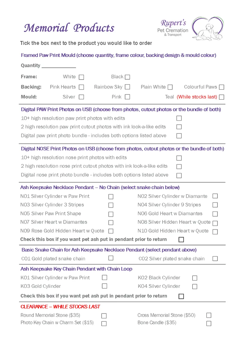 Rupert's Pet Cremation client booklet page 40