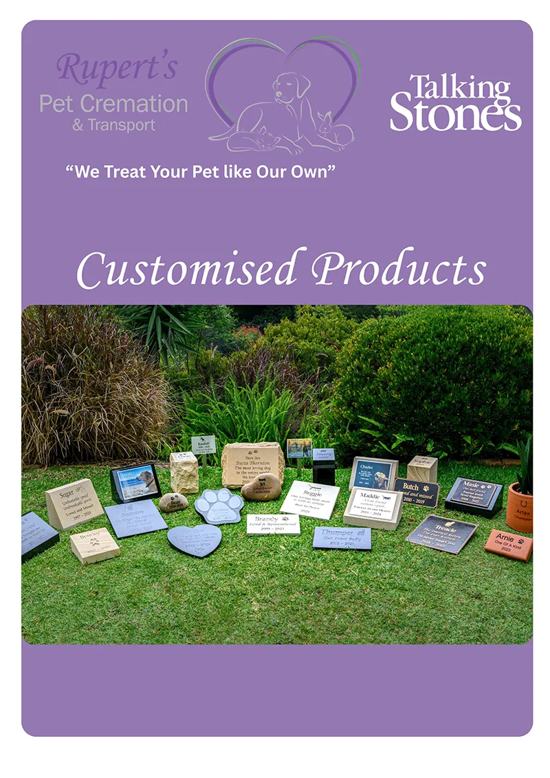 Rupert’s Pet Cremation Talking Stones customised products page 1