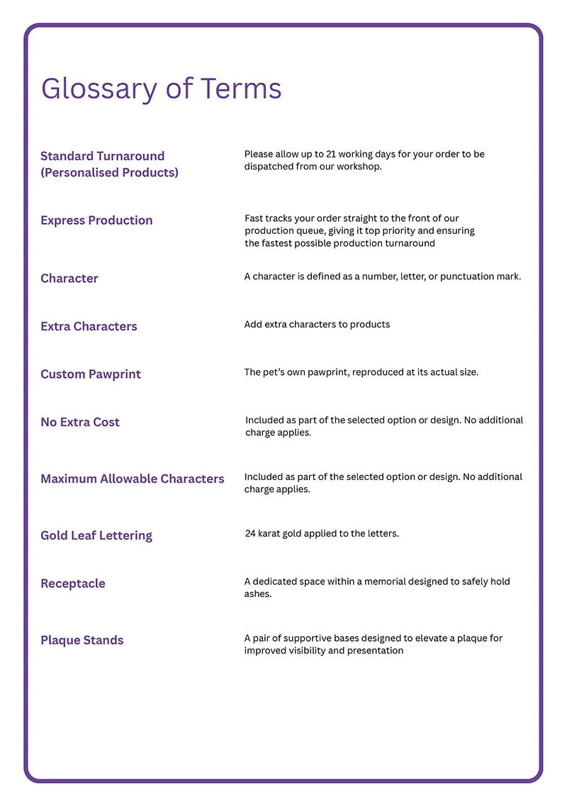 Rupert’s Pet Cremation Talking Stones customised products page 4