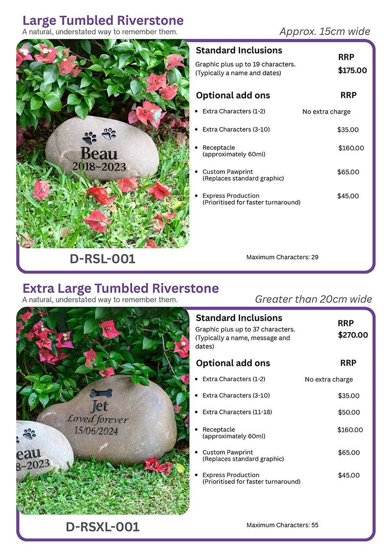 Rupert’s Pet Cremation Talking Stones customised products page 9