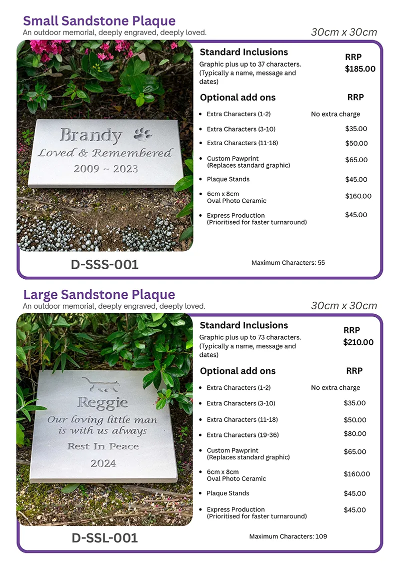Rupert’s Pet Cremation Talking Stones customised products page 16